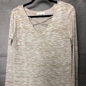 NWOT Strappy Neck Oatmeal Knit Top/Sweater